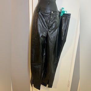 PLT Leather wide leg pant